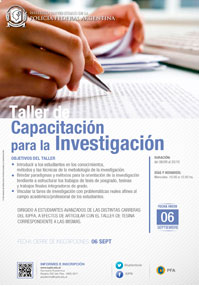 06 DE SEPTIEMBRE . TALLER DE CAPACITACIÓN PARA LA INVESTIGACIÓN