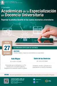 27 DE OCTUBRE . II JORNADAS ACADÉMICAS DE LA ESPECIALIZACIÓN EN DOCENCIA UNIVERSITARIA