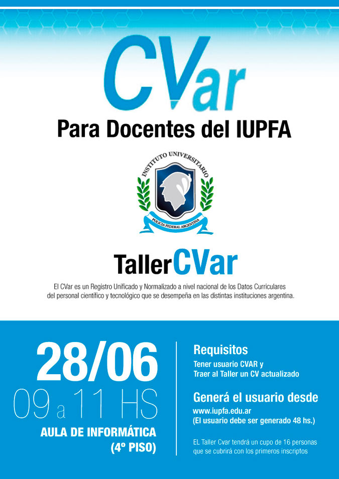 28 DE JUNIO . CVAR . PARA DOCENTES DEL IUPFA