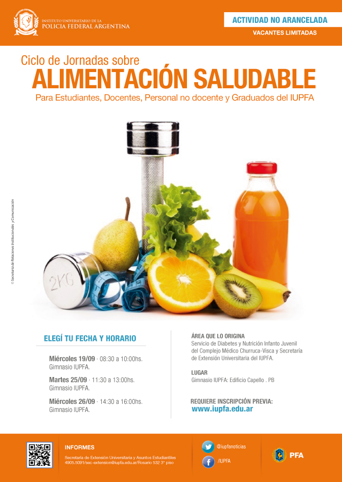 19 DE SEPTIEMBRE . CICLO DE JORNADAS SOBRE ALIMENTACIÓN SALUDABLE . IUPFA